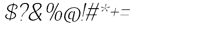 Senviro Smooth Thin Slant Font OTHER CHARS