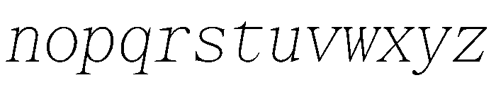 SerrifMono TRIAL CondensedThinItalic Instance Font LOWERCASE