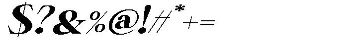 Shiffont Serif Extra Bold Expanded Italic Font OTHER CHARS