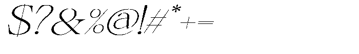 Shiffont Serif Extra Light Expanded Italic Font OTHER CHARS