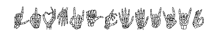 Skeleton hand Font UPPERCASE