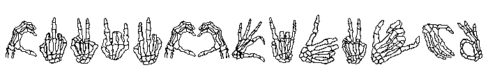 Skeleton hand Font UPPERCASE