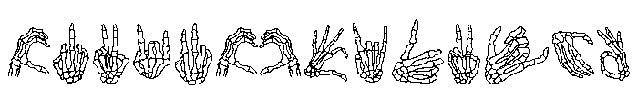 Skeleton hand Font LOWERCASE
