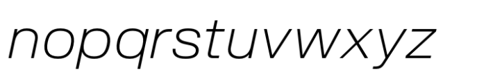 Slussen Extended Extralight Italic Font LOWERCASE