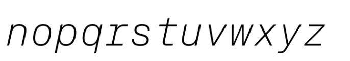 Slussen Mono Extralight Italic Font LOWERCASE
