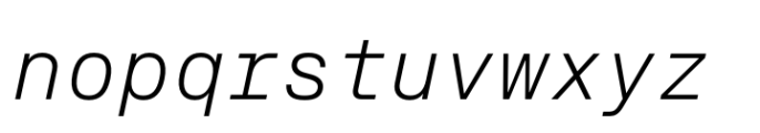 Slussen Mono Light Italic Font LOWERCASE