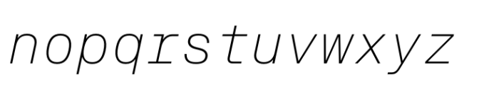 Slussen Mono Thin Italic Font LOWERCASE