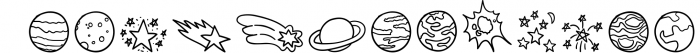 Space Doodles - Dingbats Font Font UPPERCASE