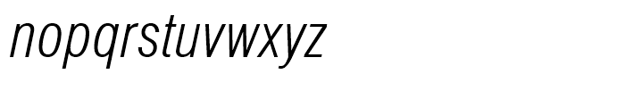 Swiss 721 Light Condensed Italic Font LOWERCASE