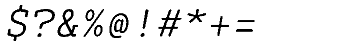 Syke Mono Slab Rnd Light Ital Font OTHER CHARS