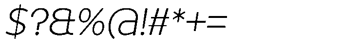 Tady Light X-High Italic Font OTHER CHARS