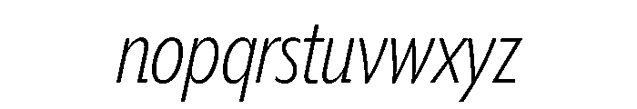Tempo ExtraCondensedSemiLightItalic Font LOWERCASE