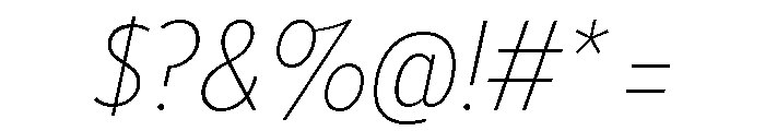 Tempo Condensed Extra Light Italic Font OTHER CHARS