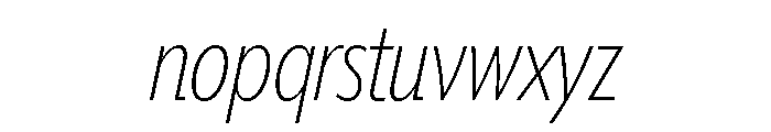 Tempo Extra Condensed Extra Light Italic Font LOWERCASE
