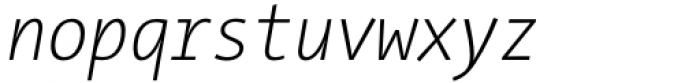 The Sans Mono Condensed ExtraLight Italic Font LOWERCASE