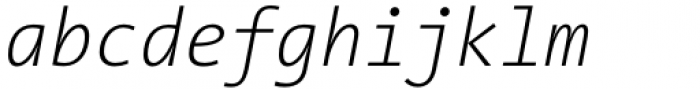 The Sans Mono SemiCondensed ExtraLight Italic Font LOWERCASE