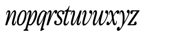 The Zondaya Gevola Condensed Contrast Italic Font LOWERCASE