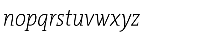 TheSerif SemiCondensed ExtraLight Italic Font LOWERCASE