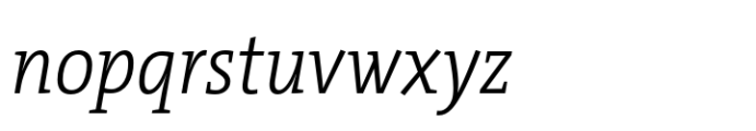 TheSerif SemiCondensed Light Italic Font LOWERCASE