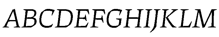 ThanatosVF DeckLightItalic Instance Font UPPERCASE