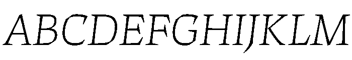 ThanatosVF DeckThinItalic Instance Font UPPERCASE