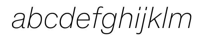 Theinhardt Pan Thin Italic Font LOWERCASE