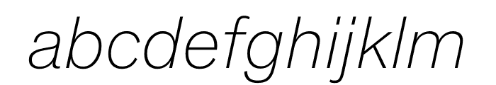 Theinhardt Thin Italic Font LOWERCASE