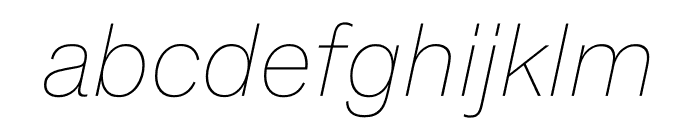 Theinhardt Ultralight Italic Font LOWERCASE