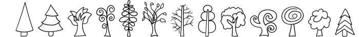 Tree Doodles - Dingbats Font Font UPPERCASE