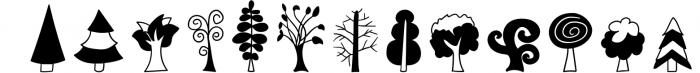 Tree Doodles - Dingbats Font Font LOWERCASE