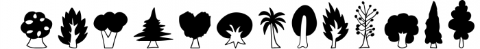 Tree Doodles - Dingbats Font Font LOWERCASE