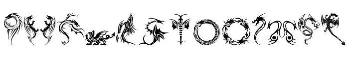 Tribal Dragons Tattoo Designs Font UPPERCASE