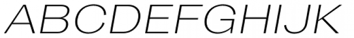 Trivia Gothic E1 SemiExpanded Thin Italic Font UPPERCASE