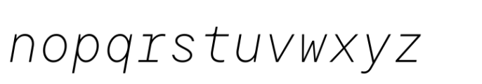 TT Commons Pro Mono ExtraLight Italic Font LOWERCASE