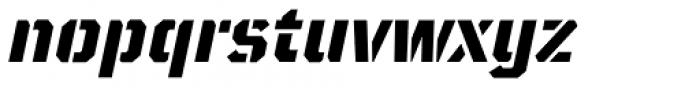 TT Mussels Stencil Extra Bold Italic Font LOWERCASE