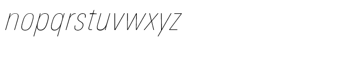 Univers Next 121 Condensed Ultra Light Italic Font LOWERCASE