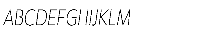 Univra Extra Light Condensed Slanted Font UPPERCASE