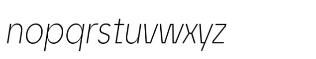 Unytour Display Extra Light Condensed Italic Font LOWERCASE