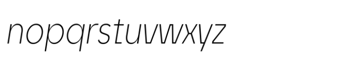 Unytour Display Pro Condensed Extra Light Italic Font LOWERCASE