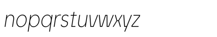 Unytour Pro Condensed Extra Light Italic Font LOWERCASE