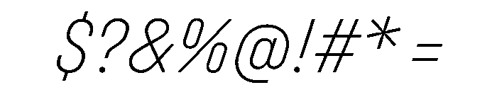 UniforaNarrow ExtralightItalic Font OTHER CHARS