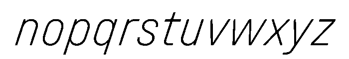 UniforaNarrow ExtralightItalic Font LOWERCASE