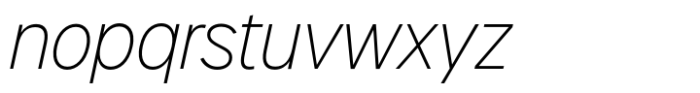 Urbane Condensed Thin Italic Font LOWERCASE
