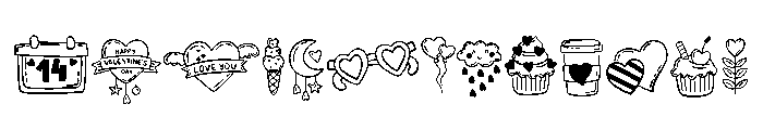 Valentine Heart Set Font UPPERCASE