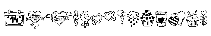 Valentine Heart Set Font LOWERCASE