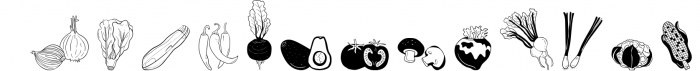 Vegetables Doodles - Dingbats Font Font LOWERCASE
