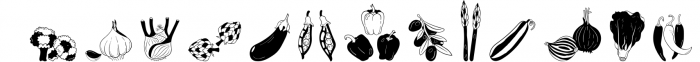 Vegetables Doodles - Dingbats Font Font LOWERCASE