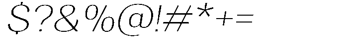 Vegora Extra Light Semi Expanded Slant Font OTHER CHARS