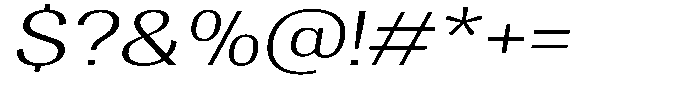 Vegora Light Expanded Slant Font OTHER CHARS
