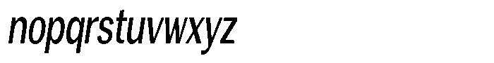 Vegora Medium Extra Condensed Slant Font LOWERCASE